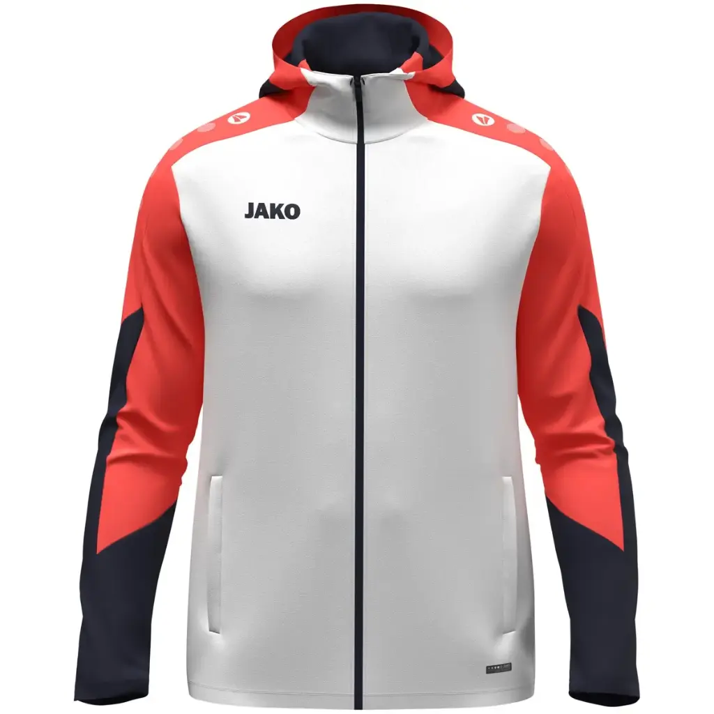 JAKO Veste junior à capuche Dynamic (blanc/corail/marine, 116)