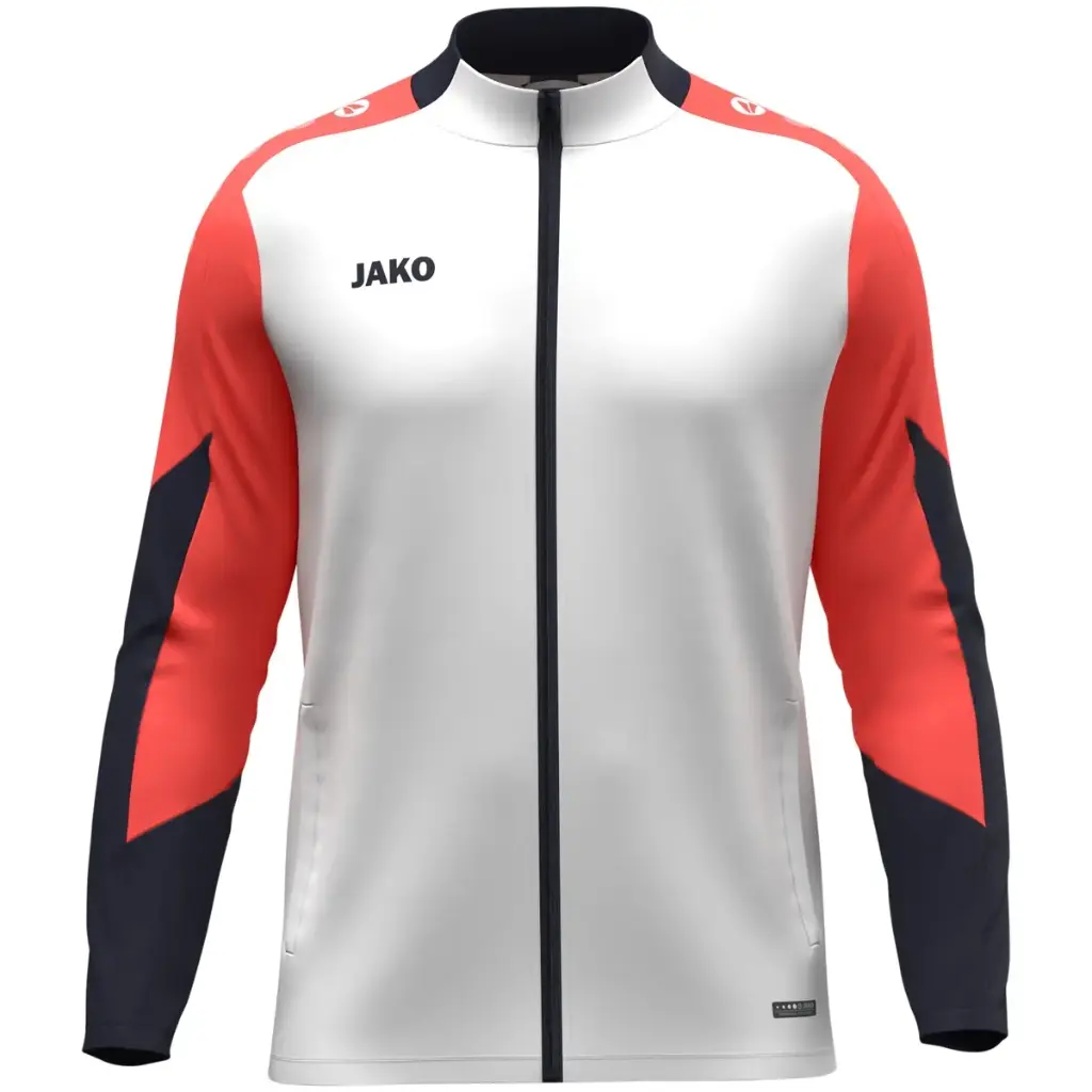 JAKO Veste junior Dynamic – Allie style, performance et durabilité (blanc/corail/marine, 116)