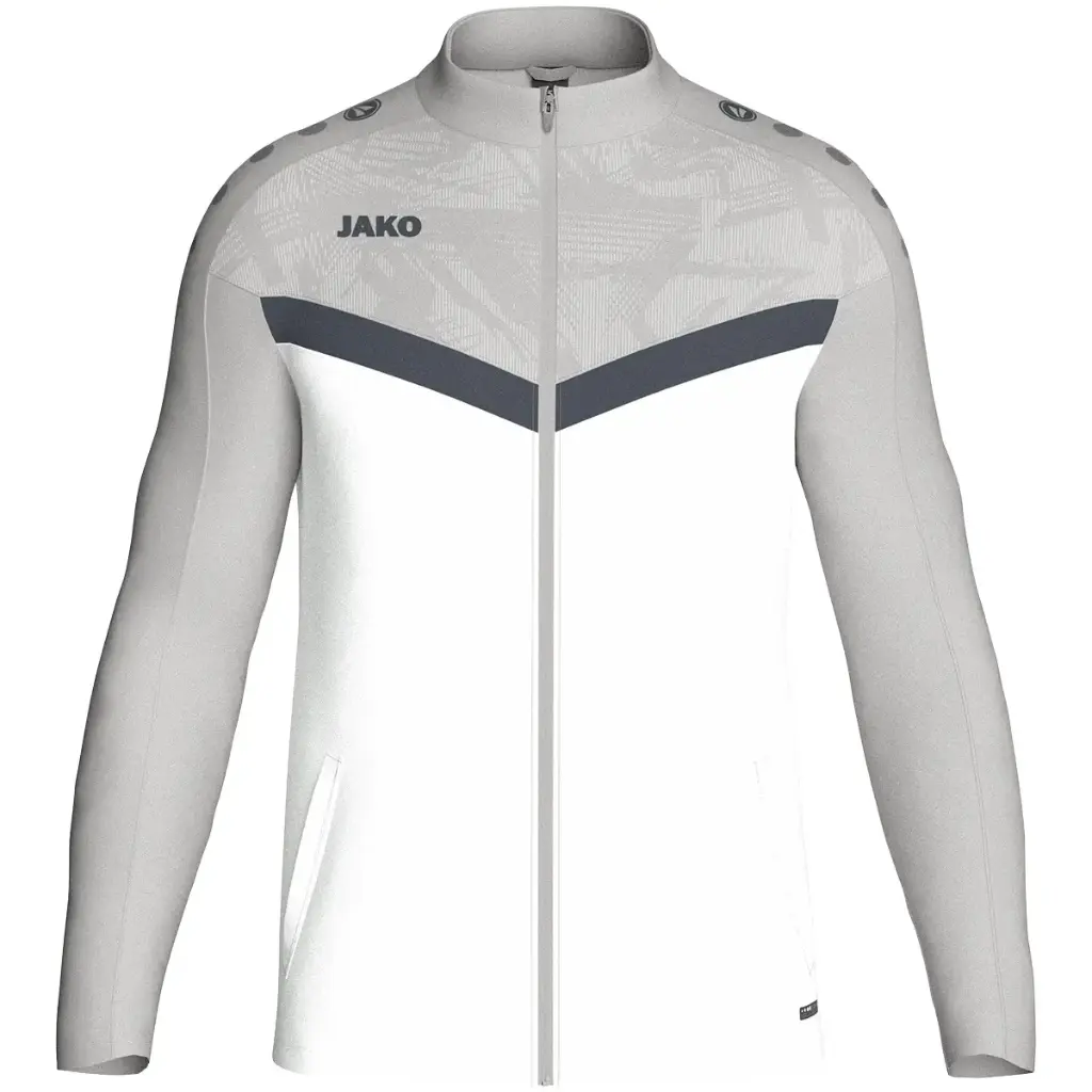 JAKO Veste junior polyester Iconic – le style sportif au service de la performance (blanc/gris tendre/anthra light, 116)