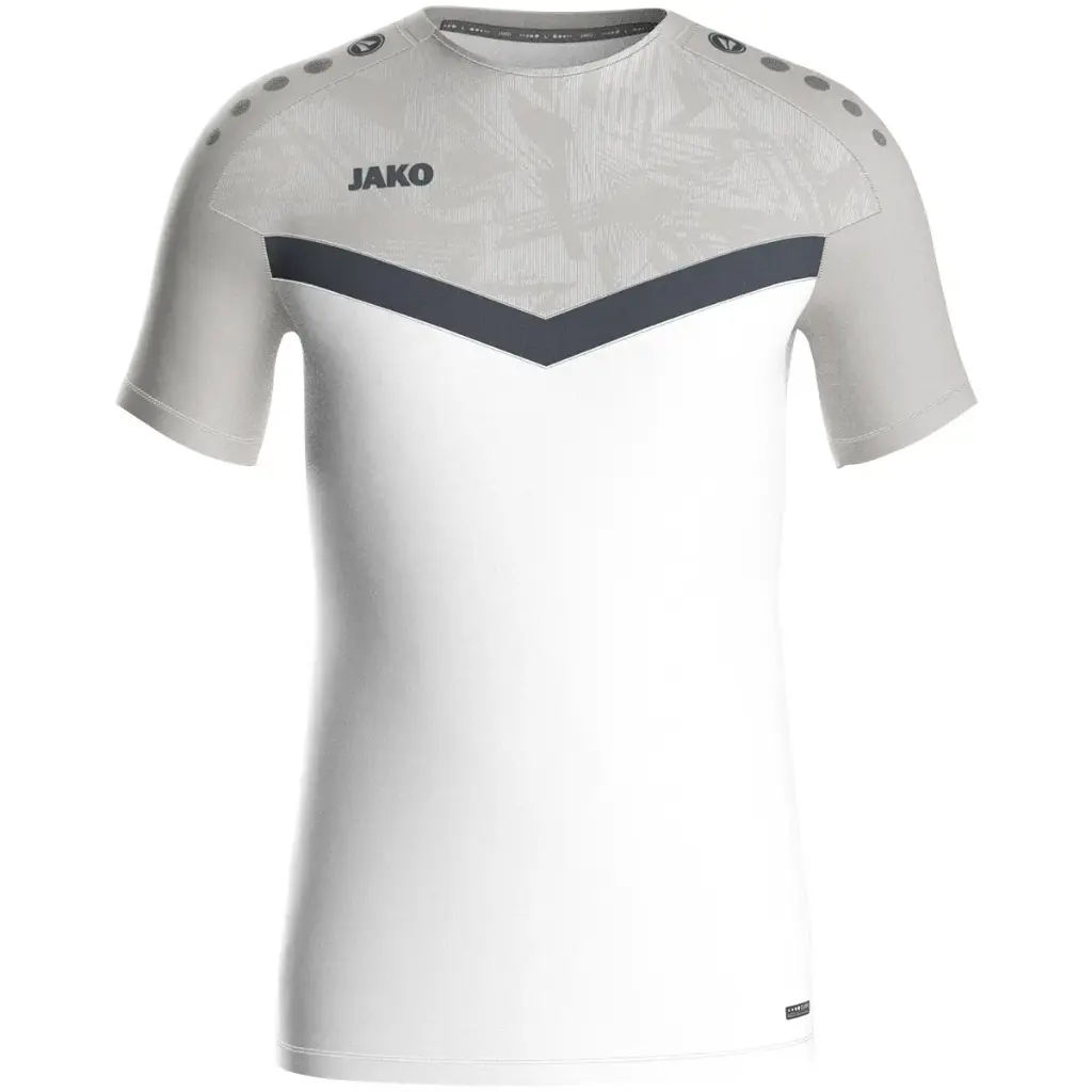 JAKO T-shirt junior Iconic – ton style, ton engagement (blanc/gris tendre/anthra light, 116)