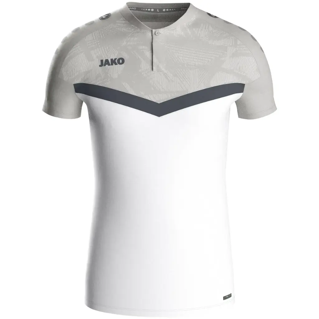 JAKO Polo Iconic – élégance, confort et engagement durable (blanc/gris tendre/anthra light, 4XL)