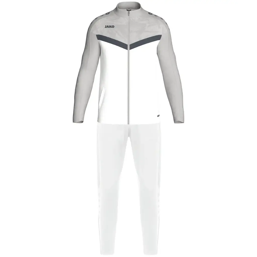 JAKO Survêtement d'entrainement junior polyester Iconic – l’alliance parfaite du style et de la durabilité ! (blanc/gris tendre/anthra light, 116)