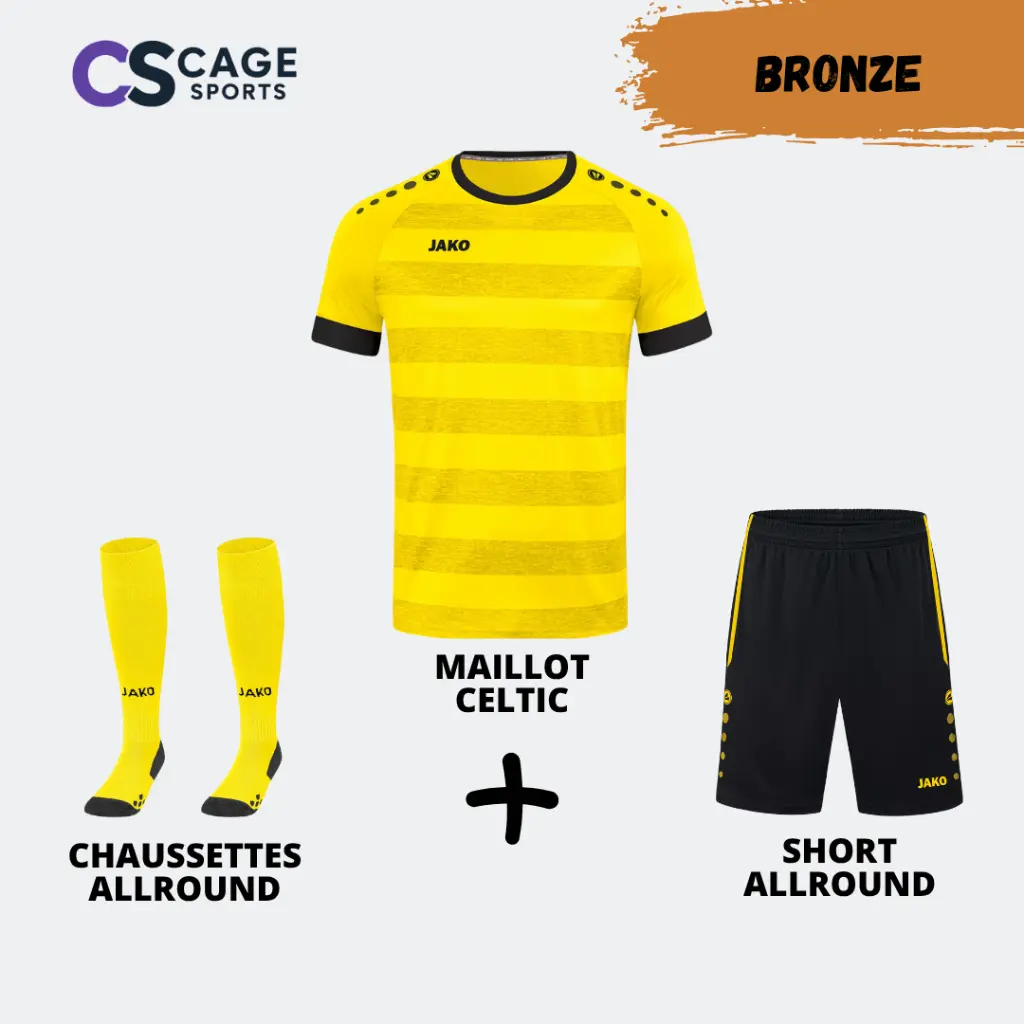 ⭐ Pack Match Bronze JAKO Celtic – L’unité et la performance pour vos joueurs ! (blanc/gris pierre, S, 3 (35-38))