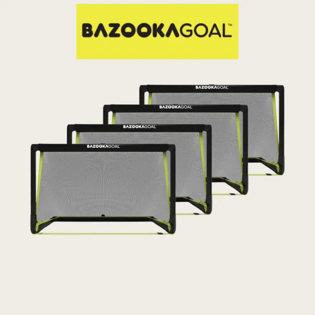 Pack de 4 BazookaGoal 120x75cm | Mini But de Foot Pliable & Portable – Cage Sports personnalisable avec Logo (Rouge)