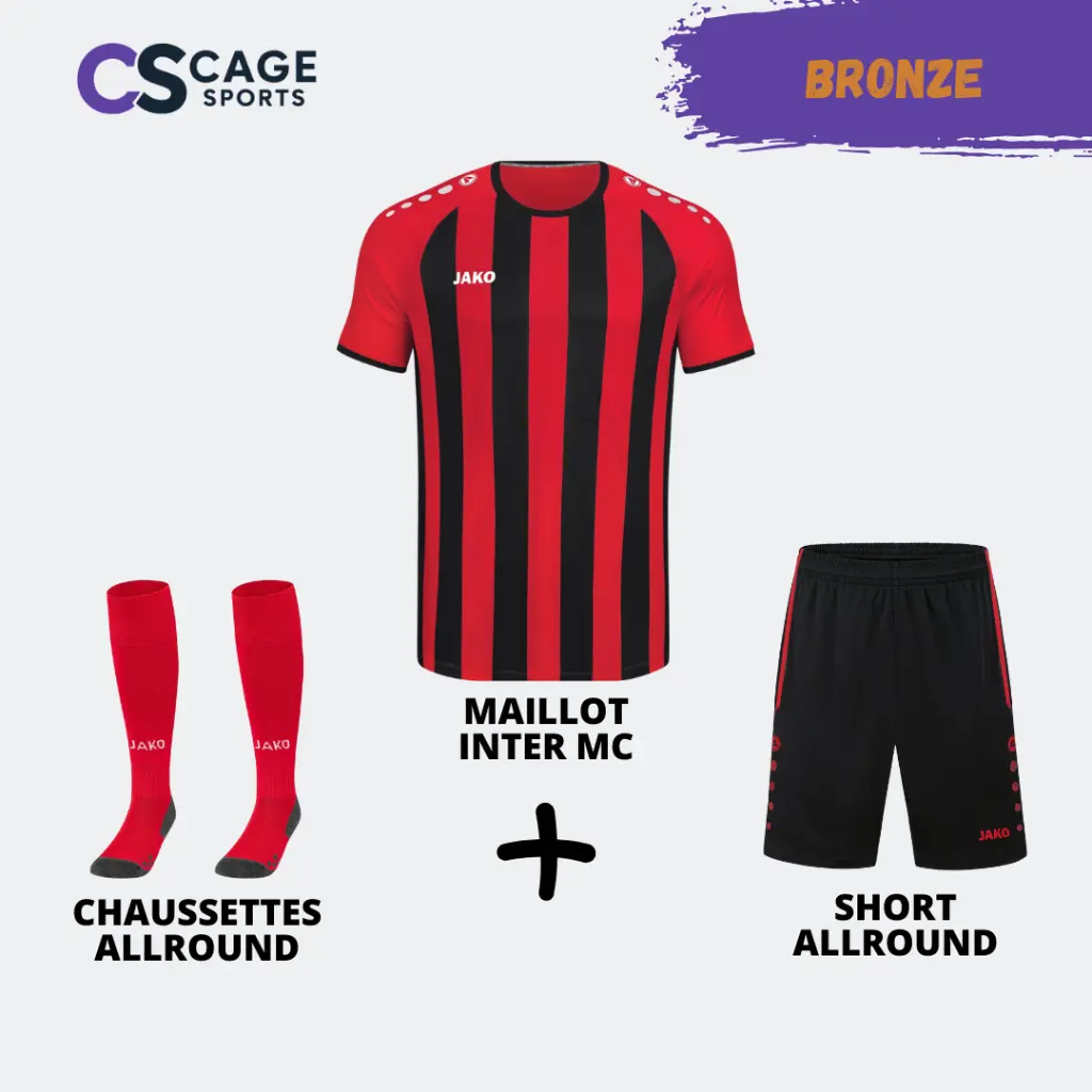 ♻️ Pack Bronze Jako Inter MC – Le style, la performance… et l’écoresponsabilité réunis ! (blanc/rouge sport, S, 3 (35-38))