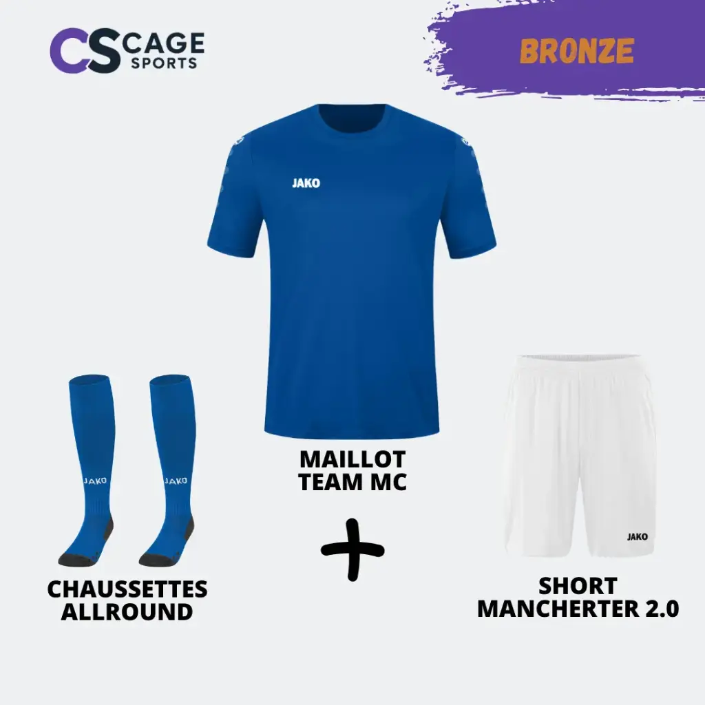 🔥 Pack match bronze JAKO TEAM MC Junior – L’essentiel pour performer ensemble (Blanc, 116, 1 (27-30))