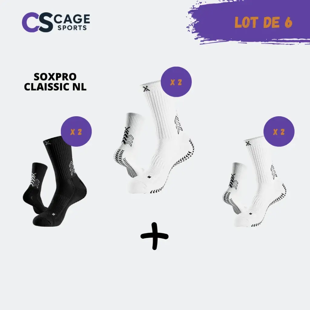 🔥 Pack de 6 paires de chaussettes antidérapantes GearXpro  SOXPro Classic Grip – Le contrôle commence par les pieds (Blanc, S EUR 35-40)